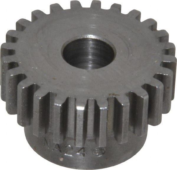 Boston Gear - 20 Pitch, 1.2" Pitch Diam, 24 Tooth Spur Gear - 3/8" Face Width, 3/8" Bore Diam, 0.92" Hub Diam, 14.5° Pressure Angle, Steel - Exact Tooling