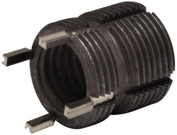 Recoil - 3/4-16 Internal, 1-1/8 - 12 External, 1-1/8" Insert Length, Heavy Duty Keylocking Thread Inserts - Stainless Steel, Passivated Finish, Grade 303 - Exact Tooling