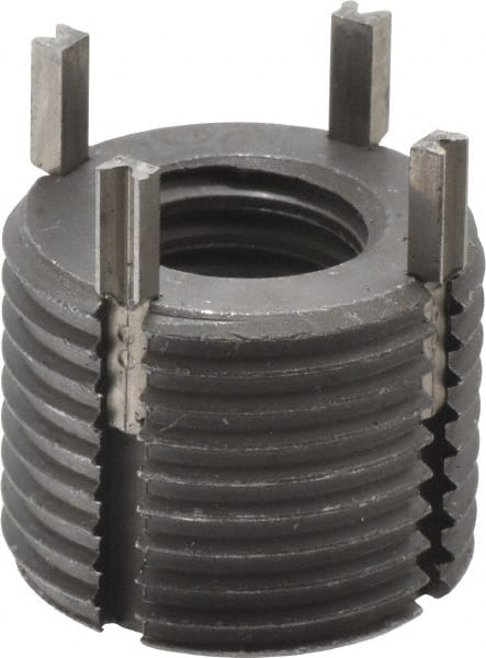 Recoil - 1/2-13 Internal, 7/8-14 External, 43/64" Insert Length, Extra Heavy Duty Keylocking Thread Inserts - Carbon Steel, Zinc Phosphate Finish, Grade C1215 - Exact Tooling