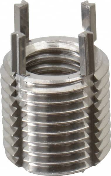 Recoil - M8x1.25 Internal, M12x1.25 External, 12mm Insert Length, Thin Wall Keylocking Thread Inserts - Stainless Steel, Passivated Finish, Grade 303 - Exact Tooling