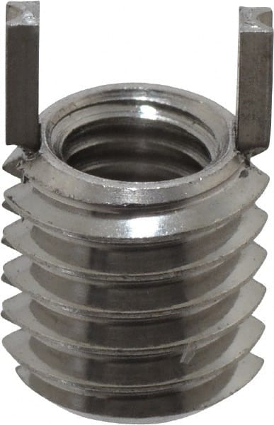 Recoil - M5x0.80 Internal, M8x1.25 External, 8mm Insert Length, Thin Wall Keylocking Thread Inserts - Stainless Steel, Passivated Finish, Grade 303 - Exact Tooling