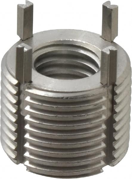 Recoil - 1/2-13 Internal, 7/8-14 External, 43/64" Insert Length, Extra Heavy Duty Keylocking Thread Inserts - Stainless Steel, Passivated Finish, Grade 303 - Exact Tooling