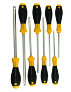 8 Piece - 1/8 - 3/8" - Ball End Hex Screwdriver MagicRing® Screw Holding SoftFinish® Cushion Grip - Exact Tooling