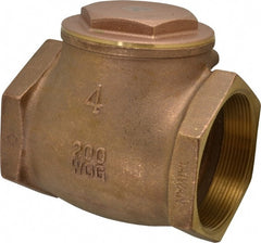 Legend Valve - 4" Brass Check Valve - Inline, FNPT x FNPT, 200 WOG - Exact Tooling