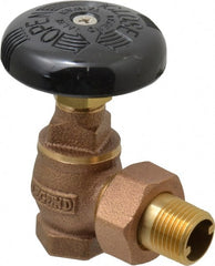 Legend Valve - 1/2" Pipe, 60 psi WOG Rating, FNPT x Male Union End Connections, Handwheel Steam Angle Radiator Valve - 15 psi Steam Pressure Rating, Bronze - Exact Tooling