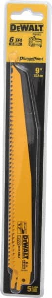DeWALT - 9" Long, Bi-Metal Reciprocating Saw Blade - Tapered Profile, 6 TPI, Toothed Edge, Universal Shank - Exact Tooling