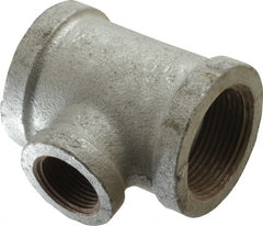 Made in USA - Class 150, 1-1/4 x 1-1/4 x 3/4" Galvanized Pipe Reducing Tee - Threaded, Malleable Iron - Exact Tooling