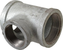 Made in USA - Class 150, 2 x 2 x 1-1/2" Galvanized Pipe Reducing Tee - Threaded, Malleable Iron - Exact Tooling