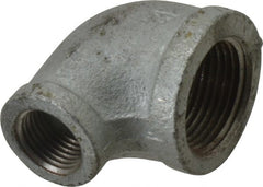 Made in USA - Class 150, 1 x 1/2" Galvanized Pipe Reducing Elbow - Threaded, Malleable Iron - Exact Tooling
