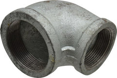 Made in USA - Class 150, 2 x 1-1/2" Galvanized Pipe Reducing Elbow - Threaded, Malleable Iron - Exact Tooling