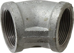 Made in USA - Class 150, 1-1/2" Galvanized Pipe 45° Elbow - Threaded, Malleable Iron - Exact Tooling