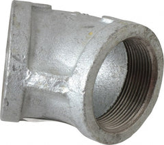 Made in USA - Class 150, 2" Galvanized Pipe 45° Elbow - Threaded, Malleable Iron - Exact Tooling
