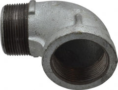 Made in USA - Class 150, 1-1/2" Galvanized Pipe 90° Street Elbow - Threaded, Malleable Iron - Exact Tooling