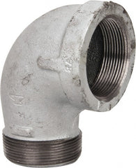 Made in USA - Class 150, 2" Galvanized Pipe 90° Street Elbow - Threaded, Malleable Iron - Exact Tooling