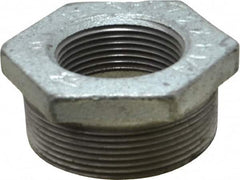 Made in USA - Class 150, 2 x 1-1/4" Galvanized Pipe Hex Bushing - Threaded, Malleable Iron - Exact Tooling