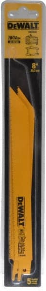 DeWALT - 9" Long x 3/4" Thick, Bi-Metal Reciprocating Saw Blade - Straight Profile, 10 to 14 TPI, Toothed Edge, Universal Shank - Exact Tooling