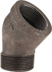 Made in USA - Size 1-1/2", Class 150, Malleable Iron Black Pipe 45° Street Elbow - 150 psi, Threaded End Connection - Exact Tooling