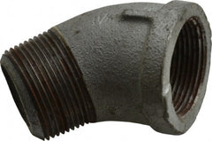 Made in USA - Class 150, 1-1/4" Galvanized Pipe 45° Street Elbow - Threaded, Malleable Iron - Exact Tooling