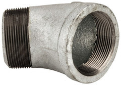 Made in USA - Class 150, 2" Galvanized Pipe 45° Street Elbow - Threaded, Malleable Iron - Exact Tooling