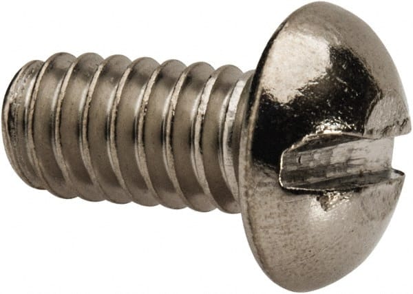 Value Collection - 1/4-20 UNC, 1/2" Length Under Head Slotted Drive Machine Screw - Round Head, Grade 316 Stainless Steel, Uncoated, Without Washer - Exact Tooling