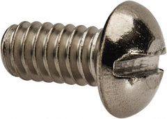 Value Collection - 1/4-20 UNC, 1/2" Length Under Head Slotted Drive Machine Screw - Round Head, Grade 316 Stainless Steel, Uncoated, Without Washer - Exact Tooling