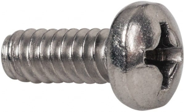 Value Collection - #6-32 UNC, 3/8" Length Under Head Phillips Drive Machine Screw - Pan Head, Grade 316 Stainless Steel, Uncoated, Without Washer - Exact Tooling