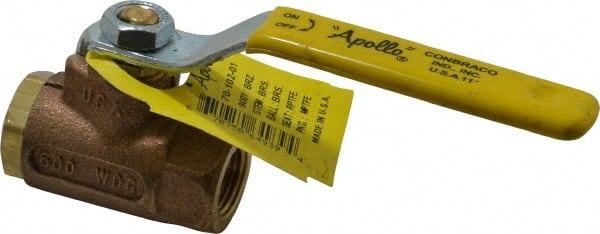 Apollo - 3/8" Pipe, Standard Port, Bronze Standard Ball Valve - 2 Piece, Inline - One Way Flow, FNPT x FNPT Ends, Lever Handle, 600 WOG, 125 WSP - Exact Tooling