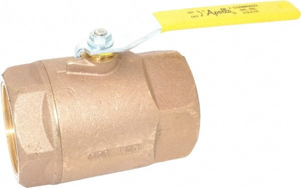Apollo - 3" Pipe, Standard Port, Bronze Standard Ball Valve - 2 Piece, Inline - One Way Flow, FNPT x FNPT Ends, Lever Handle, 600 WOG, 125 WSP - Exact Tooling