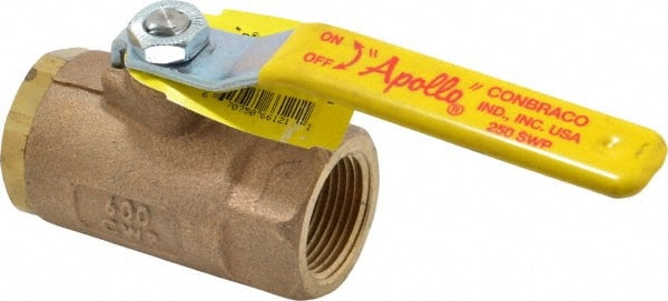 Apollo - 1" Pipe, Standard Port, Bronze Steam Service Ball Valve - 2 Piece, Inline - One Way Flow, FNPT x FNPT Ends, Lever Handle, 600 WOG, 250 WSP - Exact Tooling