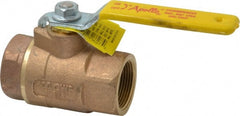 Apollo - 1-1/4" Pipe, Standard Port, Bronze Steam Service Ball Valve - 2 Piece, Inline - One Way Flow, FNPT x FNPT Ends, Lever Handle, 600 WOG, 250 WSP - Exact Tooling