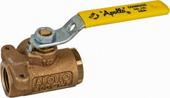 Apollo - 1/2" Pipe, Standard Port, Bronze Standard Ball Valve - Three Way, FNPT x FNPT x FNPT Ends, Lever Handle, 400 WOG - Exact Tooling