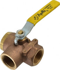 Apollo - 1" Pipe, Large Port, Bronze Standard Ball Valve - Three Way, FNPT x FNPT x FNPT Ends, Lever Handle, 400 WOG - Exact Tooling