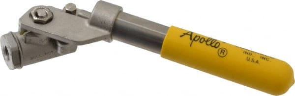 Apollo - 1/4" Pipe, Stainless Steel Standard Ball Valve - 2 Piece, Inline - One Way Flow, FNPT x FNPT Ends, Deadman Lever (Spring Return to Close) Handle, 2,000 WOG, 150 WSP - Exact Tooling