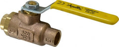 Apollo - 1/2" Pipe, Standard Port, Bronze Standard Ball Valve - 2 Piece, Inline - One Way Flow, Soldered x Soldered Ends, Lever Handle, 600 WOG, 125 WSP - Exact Tooling