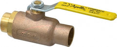 Apollo - 1" Pipe, Standard Port, Bronze Standard Ball Valve - 2 Piece, Inline - One Way Flow, Soldered x Soldered Ends, Lever Handle, 600 WOG, 125 WSP - Exact Tooling