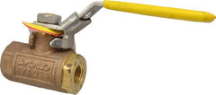 Apollo - 1/4" Pipe, Bronze Standard Ball Valve - 2 Piece, Inline - One Way Flow, FNPT x FNPT Ends, Locking Lever Handle, 600 WOG - Exact Tooling