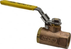 Apollo - 1/2" Pipe, Bronze Standard Ball Valve - 2 Piece, Inline - One Way Flow, FNPT x FNPT Ends, Locking Lever Handle, 600 WOG - Exact Tooling