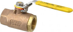 Apollo - 1" Pipe, Bronze Standard Ball Valve - 2 Piece, Inline - One Way Flow, FNPT x FNPT Ends, Locking Lever Handle, 600 WOG - Exact Tooling