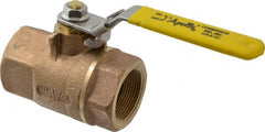 Apollo - 1-1/2" Pipe, Bronze Standard Ball Valve - 2 Piece, Inline - One Way Flow, FNPT x FNPT Ends, Locking Lever Handle, 600 WOG - Exact Tooling