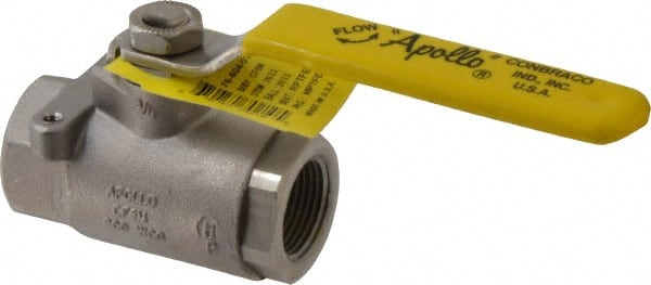 Apollo - 3/4" Pipe, Stainless Steel Standard Ball Valve - Three Way, FNPT x FNPT x FNPT Ends, Lever Handle, 800 WOG - Exact Tooling