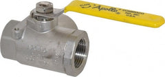 Apollo - 1" Pipe, Stainless Steel Standard Ball Valve - Three Way, FNPT x FNPT x FNPT Ends, Lever Handle, 800 WOG - Exact Tooling