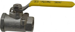Apollo - 1/2" Pipe, Stainless Steel Standard Ball Valve - 2 Piece, Inline - One Way Flow, FNPT x FNPT Ends, Lever Handle, 2,000 WOG, 150 WSP - Exact Tooling