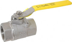 Apollo - 1-1/2" Pipe, Stainless Steel Standard Ball Valve - 2 Piece, Inline - One Way Flow, FNPT x FNPT Ends, Lever Handle, 1,500 WOG, 150 WSP - Exact Tooling