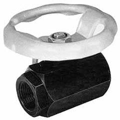 Apollo - 1-1/4" Pipe, Bronze Standard Ball Valve - 2 Piece, Inline - One Way Flow, FNPT x FNPT Ends, Round Wheel Handle, 1,500 WOG, 150 WSP - Exact Tooling