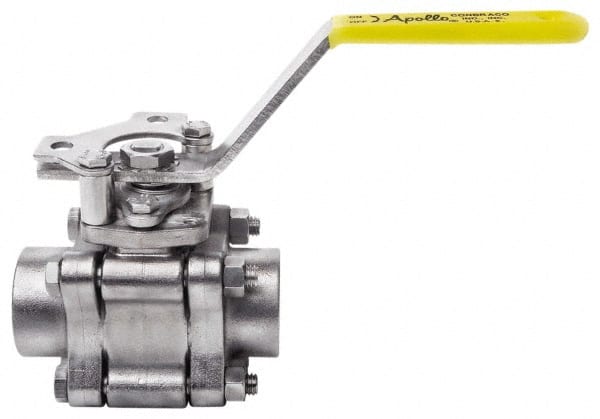 Apollo - 1-1/2" Pipe, Full Port, Stainless Steel Standard Ball Valve - 3 Piece, Inline - One Way Flow, FNPT x FNPT Ends, Lever Handle, 1,000 WOG, 150 WSP - Exact Tooling