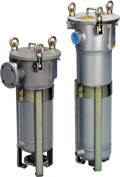 Parker - 2 Inch Pipe, FNPT End Connections, 10 Inch Long Cartridge, 43.06 Inch Long, Cartridge Filter Housing with Pressure Relief - 12 Cartridges, 60 Max GPM Flow Rate, 150 psi Max Working Pressure - Exact Tooling