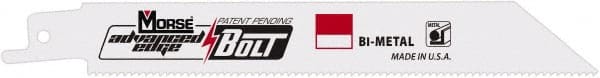 M.K. MORSE - 9" Long x 3/4" Thick, Bi-Metal Reciprocating Saw Blade - Straight Profile, 15 to 21 TPI, Toothed Edge - Exact Tooling
