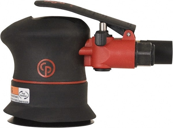 Chicago Pneumatic - 12,000 OPM, 16 CFM Air Consumption, 90 psi Air Pressure, Palm Air Orbital Sander - Round Pad, Hook & Loop Backing, 1/4" Inlet - Exact Tooling