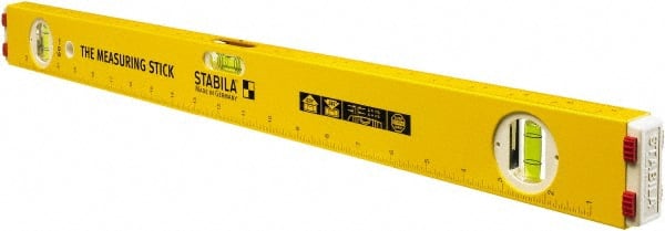 Stabila - 24" Long 3 Vial Spirit Level - Aluminum, Yellow, 2 Plumb & 1 Level Vials - Exact Tooling