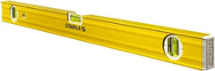 Stabila - 24" Long 3 Vial Box Beam Level - Aluminum, Yellow, 2 Plumb & 1 Level Vials - Exact Tooling